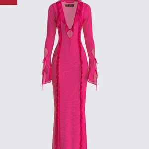 Elegant Red Long Sleeve Dress